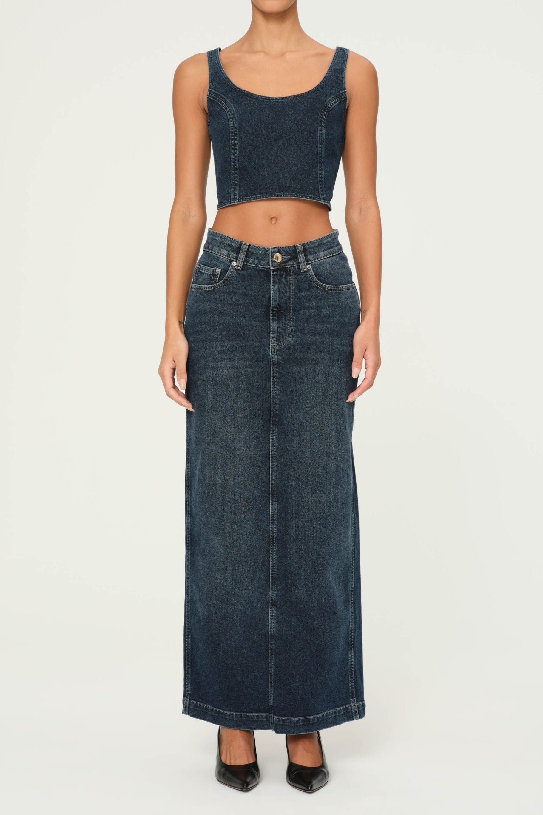 【Anyone more】Clu Brushed Stitch Long Skirt 13732 MAXI SKIRT – Touch of Class Fashions