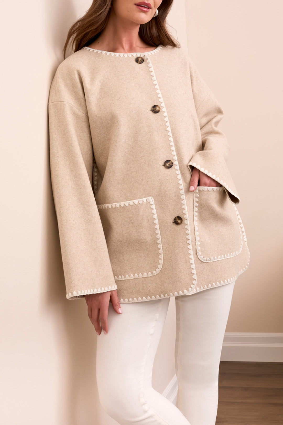 【CLANE】PEARL DOT JACKET CLANE】PEARL DOT JACKET Delanie Pearl & Rhinestone Denim
