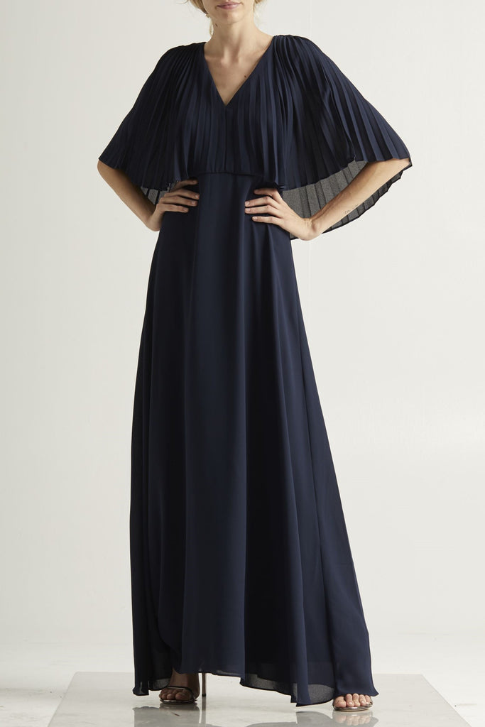 Navy cape 2024 sleeve dress